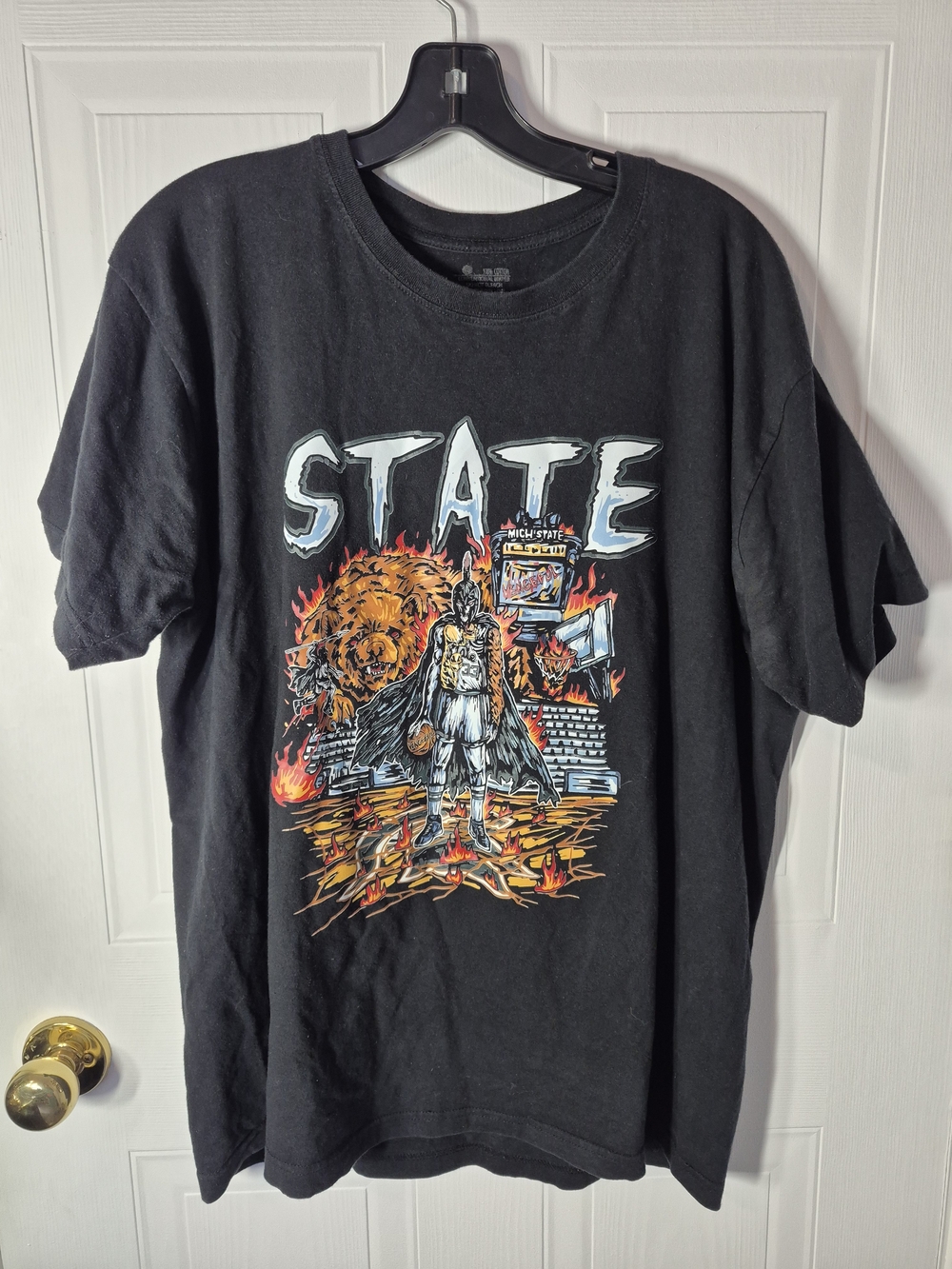 SANA Detroit Michigan State Spartans T Shirt Black Large MSU Vengeful Basketball